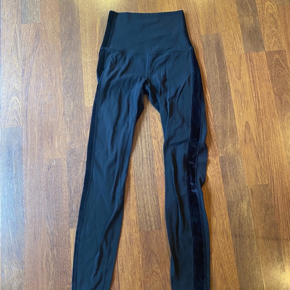 Lululemon high waisted align leggings with velvet stripe down the side